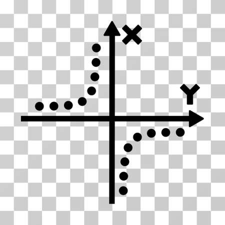 Hyperbola Plot vector pictograph. Illustration style is flat iconic black symbol on a transparent background.のイラスト素材