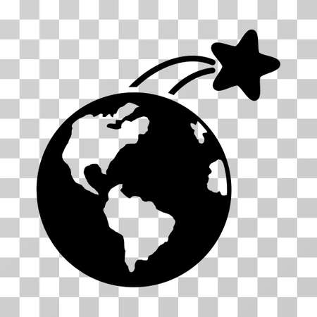 Rising Satellite On Earth Vector Pictogram Illustration Style Is