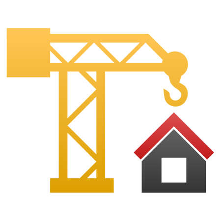 Building Crane raster icon. Flat symbol with gradient. Pictogram is isolated on a white background. Designed for web and software interfaces.の写真素材