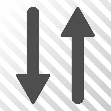 Arrows Exchange Vertical vector pictograph. Illustration style is a flat iconic gray symbol on a transparent background.のイラスト素材