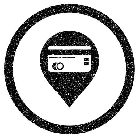Rounded Credit Card Pointer rubber seal stamp watermark. Icon symbol inside circle with grunge design and unclean texture. Unclean vector black sign.のイラスト素材