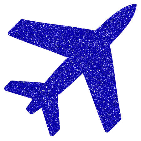 Grunge Airplane rubber seal stamp watermark. Icon symbol with grunge design and dirty texture. Unclean raster blue sign.の写真素材
