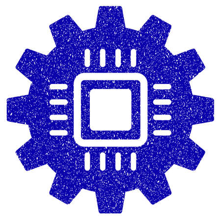 Grunge Chip Development Gear rubber seal stamp watermark. Icon symbol with grunge design and dust texture. Unclean vector blue sign.のイラスト素材