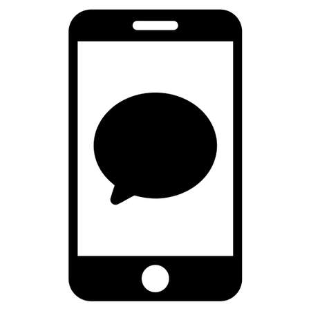 Smartphone Chat Message raster icon. Flat black symbol. Pictogram is isolated on a white background. Designed for web and software interfaces.の写真素材