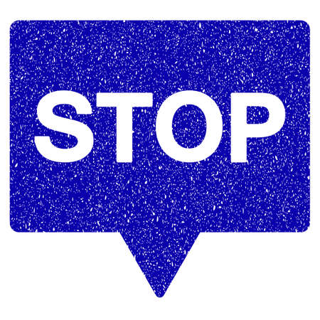 Grunge Stop Banner rubber seal stamp watermark. Icon symbol with grunge design and scratched texture. Unclean raster blue sticker.の写真素材