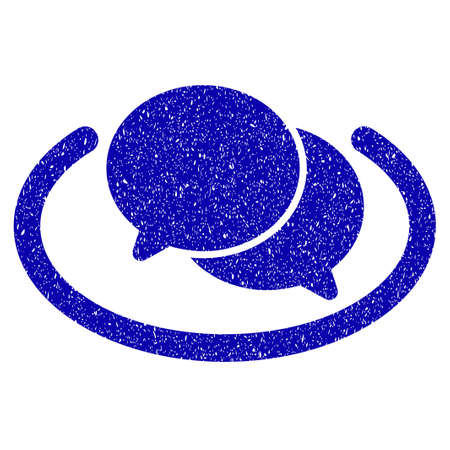 Grunge Chat rubber seal stamp watermark. Icon symbol with grunge design and dust texture. Unclean vector blue emblem.のイラスト素材