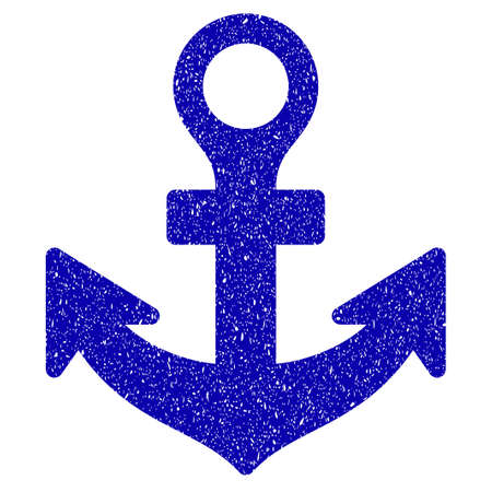Grunge Anchor rubber seal stamp watermark. Icon symbol with grunge design and dust texture. Unclean raster blue sticker.の写真素材