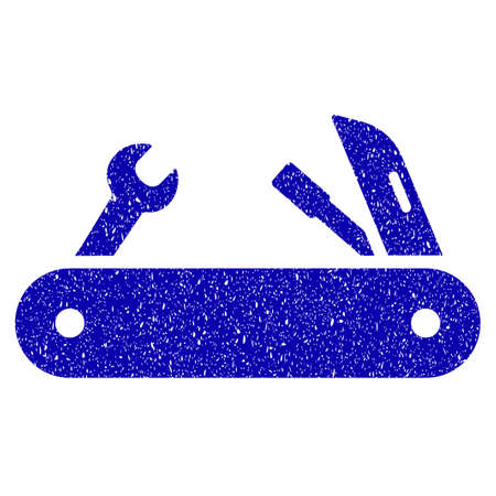 Grunge Multi-Tools Knife rubber seal stamp watermark. Icon symbol with grunge design and dust...