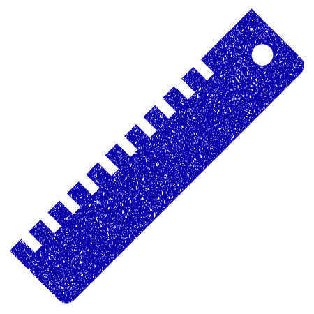 Grunge Ruler rubber seal stamp watermark. Icon symbol with grunge design and dirty texture. Unclean raster blue sticker.の写真素材