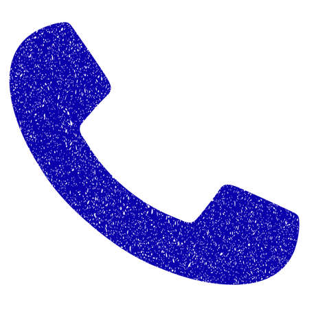 Grunge Phone Receiver rubber seal stamp watermark. Icon symbol with grunge design and scratched texture. Unclean vector blue sign.のイラスト素材