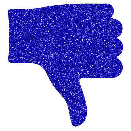 Grunge Thumb Down rubber seal stamp watermark. Icon symbol with grunge design and unclean texture. Unclean vector blue sticker.のイラスト素材