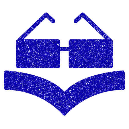 Grunge Education Book rubber seal stamp watermark. Icon symbol with grunge design and unclean texture. Unclean raster blue sign.の写真素材