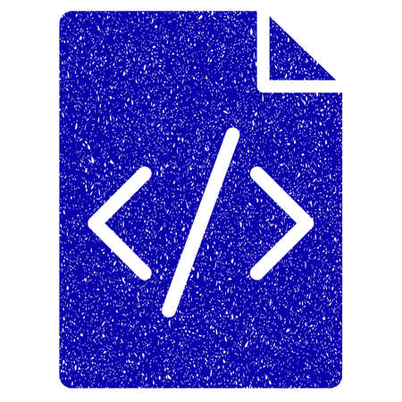 Grunge Programming Script Page rubber seal stamp watermark. Icon symbol with grunge design and unclean texture. Unclean raster blue emblem.の写真素材