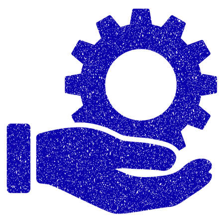 Grunge Service Gear rubber seal stamp watermark. Icon symbol with grunge design and dust texture. Unclean vector blue emblem.のイラスト素材