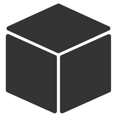 Cube raster icon. Flat gray symbol. Pictogram is isolated on a white background. Designed for web and software interfaces.の写真素材