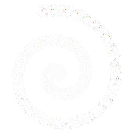 Space Stars carnival swirling spiral. Vector bright multicolored scattered symbols.のイラスト素材