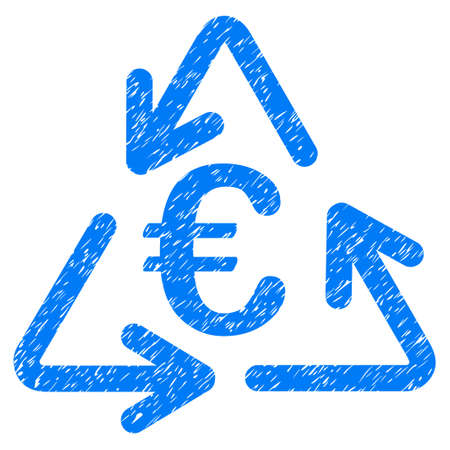 Grunge Euro Recycling rubber seal stamp watermark. Icon symbol with grunge design and unclean texture. Unclean vector blue sign.のイラスト素材
