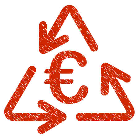 Grunge Euro Recycling rubber seal stamp watermark. Icon symbol with grunge design and unclean texture. Unclean vector red sign.のイラスト素材