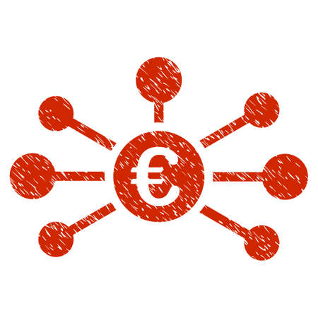 Grunge Euro Relations rubber seal stamp watermark. Icon symbol with grunge design and dust texture. Unclean vector red sticker.のイラスト素材