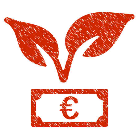 Grunge Euro Startup Sprout rubber seal stamp watermark. Icon symbol with grunge design and scratched texture. Unclean vector red sticker.のイラスト素材