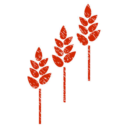 Grunge Wheat Plants rubber seal stamp watermark. Icon symbol with grunge design and dirty texture. Unclean vector red sign.のイラスト素材