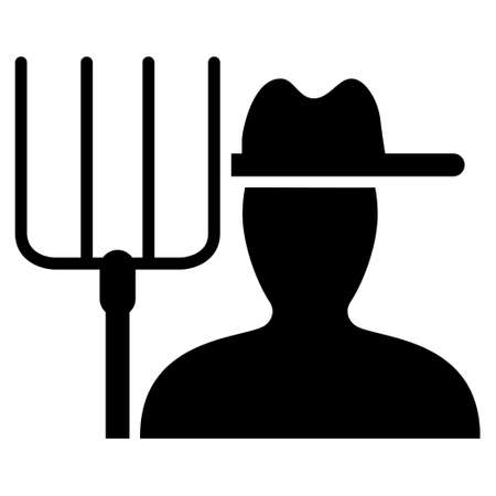 Farmer With Pitchfork raster icon. Flat black symbol. Pictogram is isolated on a white background. Designed for web and software interfaces.の写真素材