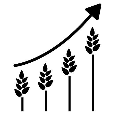 Wheat Growing Chart raster icon. Flat black symbol. Pictogram is isolated on a white background. Designed for web and software interfaces.の写真素材