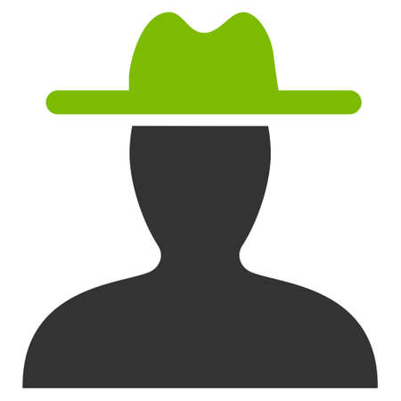 Farmer vector icon. Flat bicolor eco green and gray symbol. Pictogram is isolated on a white background. Designed for web and software interfaces.のイラスト素材