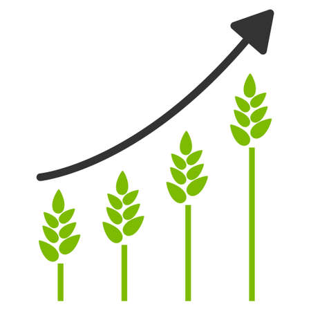 Wheat Growing Chart vector icon. Flat bicolor eco green and gray symbol. Pictogram is isolated on a white background. Designed for web and software interfaces.のイラスト素材