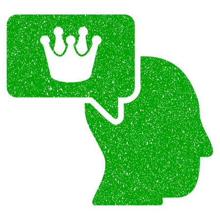 Grunge Person Dream Crown rubber seal stamp watermark. Icon symbol with grunge design and dust texture. Unclean vector green sticker.のイラスト素材