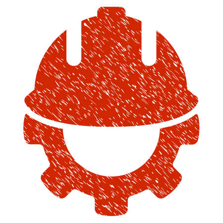 Grunge Development icon with grunge design and dirty texture. Unclean vector red pictogram for rubber seal stamp imitations and watermarks. Draft emblem symbol.のイラスト素材