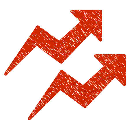 Grunge Trends icon with grunge design and dirty texture. Unclean vector red pictogram for rubber seal stamp imitations and watermarks. Draft emblem symbol.のイラスト素材