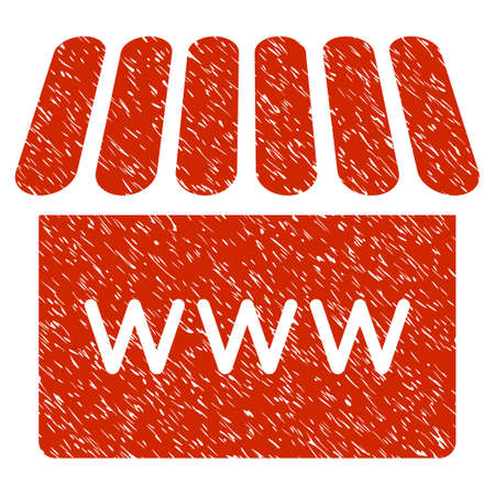 Grunge Webstore icon with grunge design and dirty texture. Unclean vector red pictogram for rubber seal stamp imitations and watermarks. Draft emblem symbol.のイラスト素材