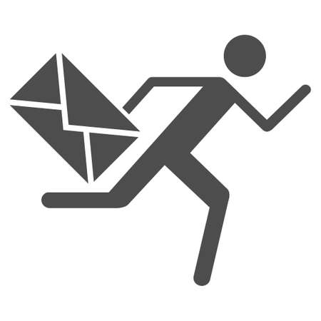 Courier raster pictograph. Illustration style is a flat iconic grey symbol on a white background.の写真素材