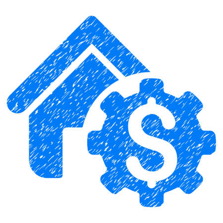 Grunge House Rent Options icon with grunge design and dirty texture. Unclean vector blue pictogram for rubber seal stamp imitations and watermarks. Draft sign symbol.のイラスト素材