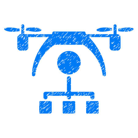 Grunge Copter Distribution Scheme icon with grunge design and scratched texture. Unclean vector blue pictogram for rubber seal stamp imitations and watermarks. Draft sticker symbol.のイラスト素材