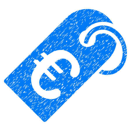 Grunge Euro Tag icon with grunge design and scratched texture. Unclean vector blue pictogram for rubber seal stamp imitations and watermarks. Draft emblem symbol.のイラスト素材