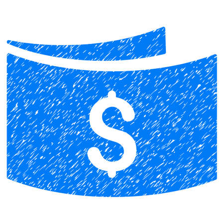 Grunge Banknotes icon with grunge design and dirty texture. Unclean vector blue pictogram for rubber seal stamp imitations and watermarks. Draft sticker symbol.のイラスト素材