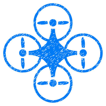 Grunge Air Copter icon with grunge design and unclean texture. Unclean raster blue pictogram for rubber seal stamp imitations and watermarks. Draft sticker symbol.の写真素材