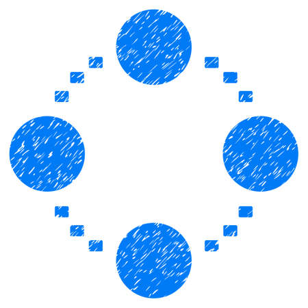 Grunge Circular Relations icon with grunge design and dirty texture. Unclean vector blue pictogram for rubber seal stamp imitations and watermarks. Draft emblem symbol.のイラスト素材