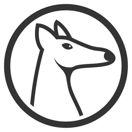 Gray Rounded Fox Head interface toolbar pictogram. Vector pictogram style is a flat symbol on diagonal hatch transparent background.のイラスト素材