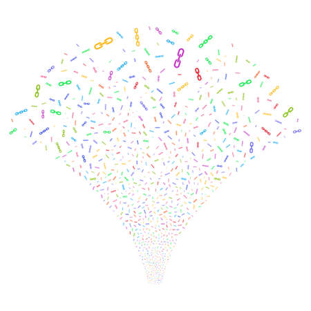 Chains salute stream. Vector illustration style is flat bright multicolored iconic symbols on a white background. Object source fountain combined from random symbols.のイラスト素材