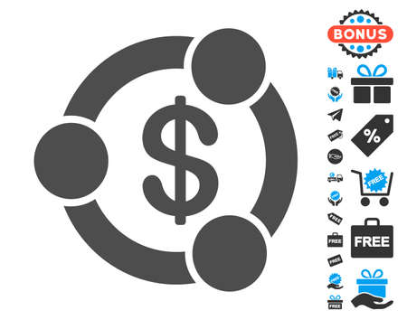 Financial Collaboration gray pictograph with free bonus images. Vector illustration style is flat iconic symbols.のイラスト素材
