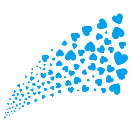 Love Heart source stream. Vector illustration style is flat blue iconic symbols on a white background. Object source fountain created from randomized symbols.のイラスト素材