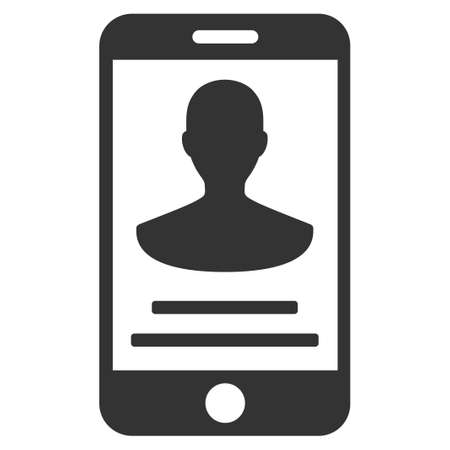 Mobile Person Details vector icon. Flat gray symbol. Pictogram is isolated on a white background. Designed for web and software interfaces.のイラスト素材