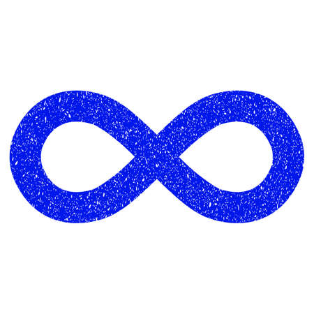 Grunge Infinity icon with grunge design and dirty texture. Unclean raster blue pictogram for rubber seal stamp imitations and watermarks. Draft sign symbol.の写真素材