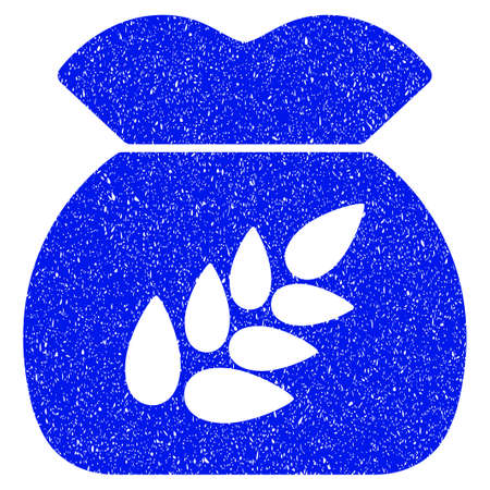 Grunge Grain Harvest icon with grunge design and unclean texture. Unclean raster blue pictogram for rubber seal stamp imitations and watermarks. Draft sign symbol.の写真素材