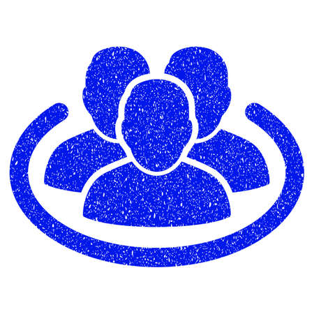 Grunge Social Ring icon with grunge design and scratched texture. Unclean vector blue pictogram for rubber seal stamp imitations and watermarks. Draft sticker symbol.のイラスト素材