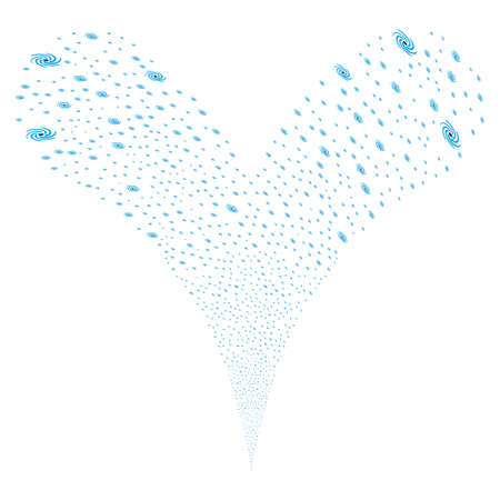 Galaxy explosive stream. Vector illustration style is flat blue and gray iconic galaxy symbols on a white background. Object fountain done from random pictograms.のイラスト素材