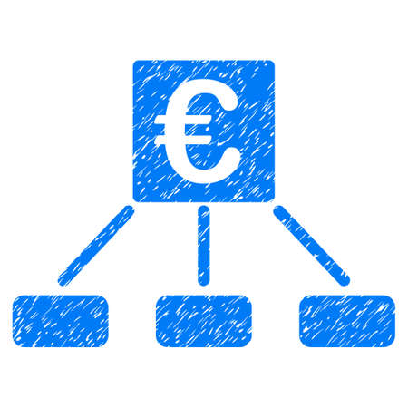 Grunge Euro Money Payment icon with grunge design and scratched texture. Unclean vector blue pictogram for rubber seal stamp imitations and watermarks. Draft sign symbol.のイラスト素材